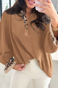 Camel Leopard Patchwork Blouse