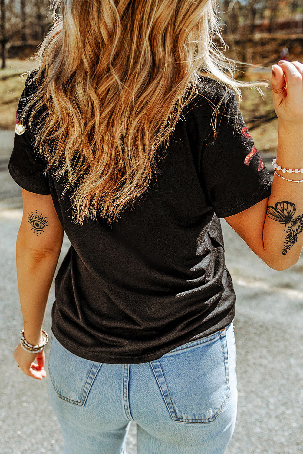 Black Sequin Santa Claus Holiday Tee