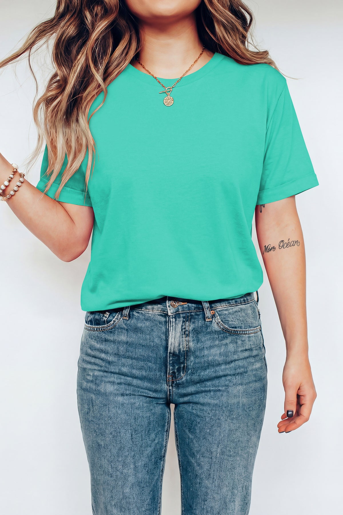 Orchid Petal Casual Plain Crew Neck Tee