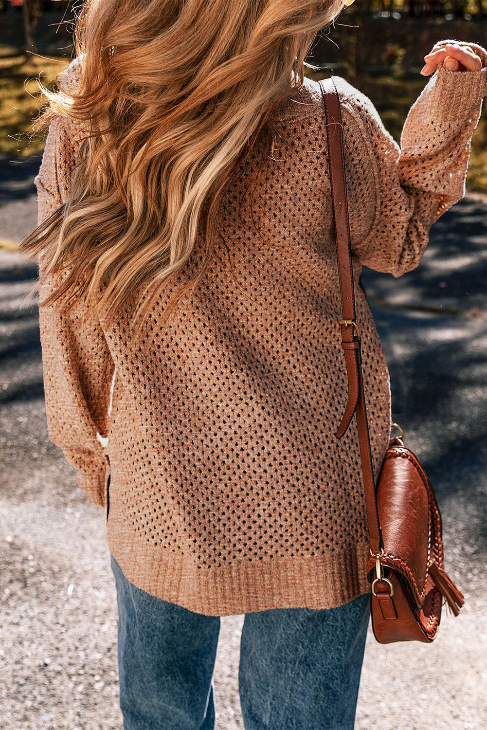 Jungle Green Eyelet V-Neck Sweater