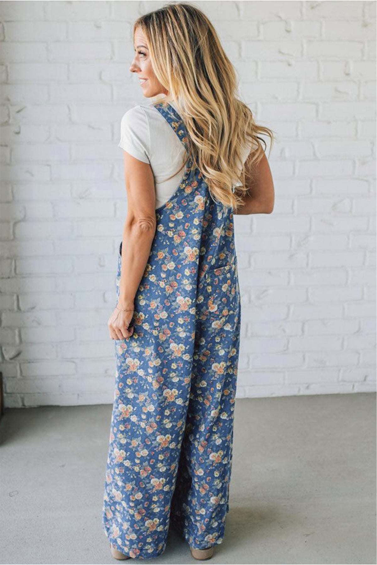 Vintage Rose Denim Overall Jumpsuit