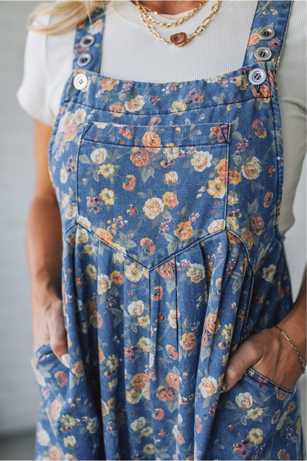 Vintage Rose Denim Overall Jumpsuit