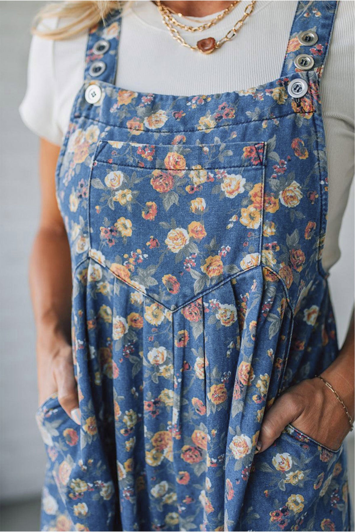 Vintage Rose Denim Overall Jumpsuit