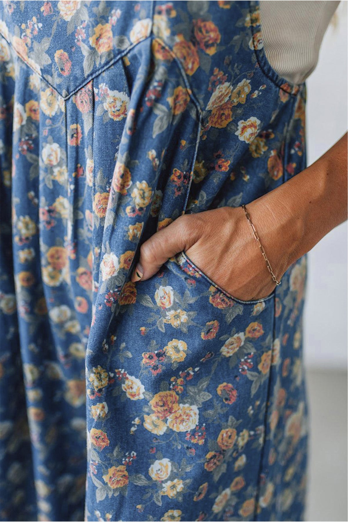 Vintage Rose Denim Overall Jumpsuit