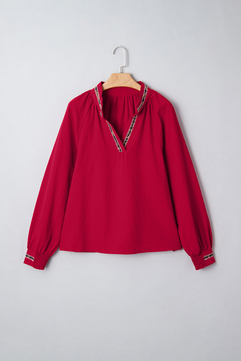 Racing Red Leopard Jacquard Blouse