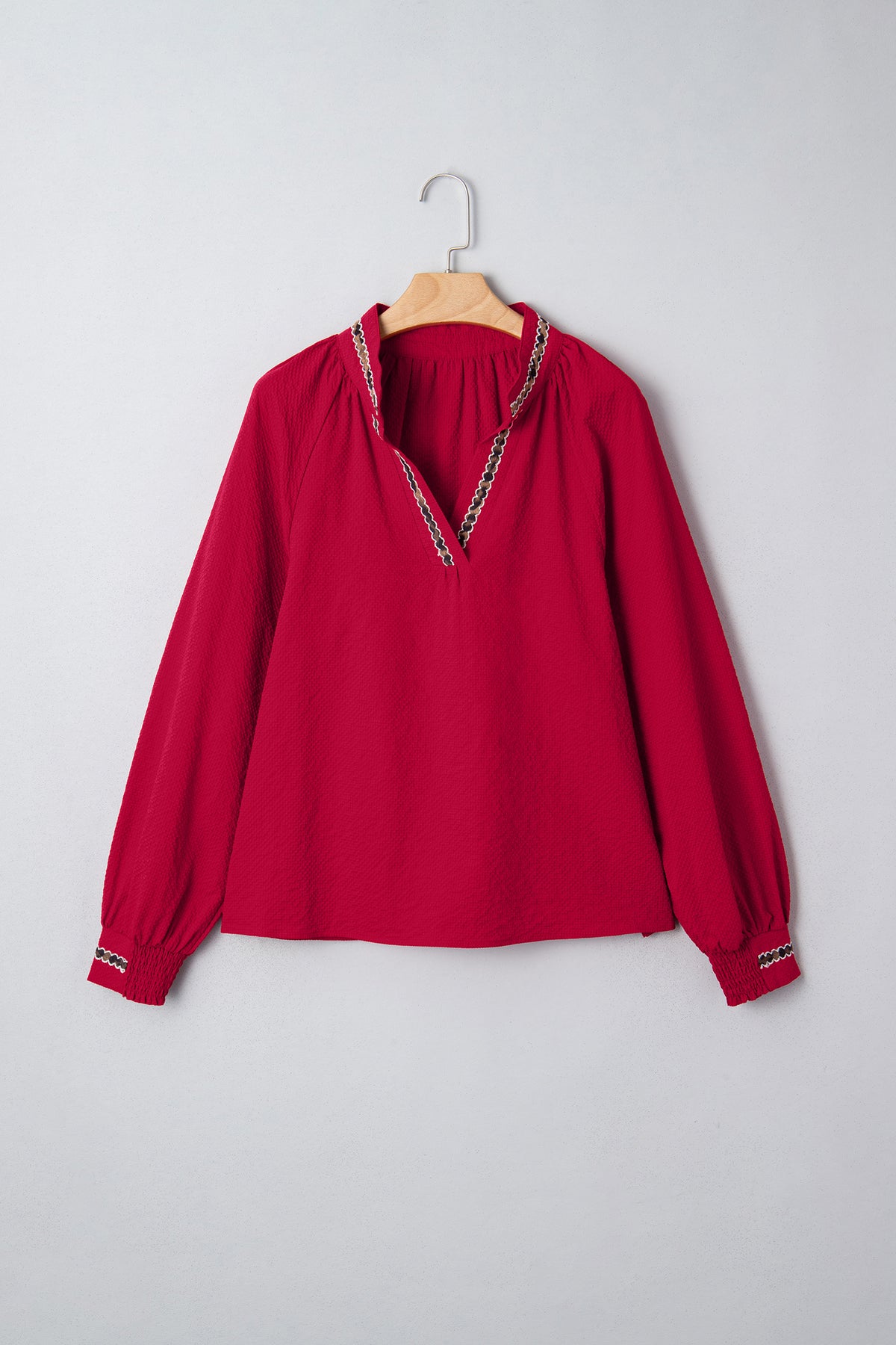 Racing Red Leopard Jacquard Blouse