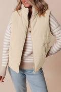 Corduroy Puffer Vest with Zipper