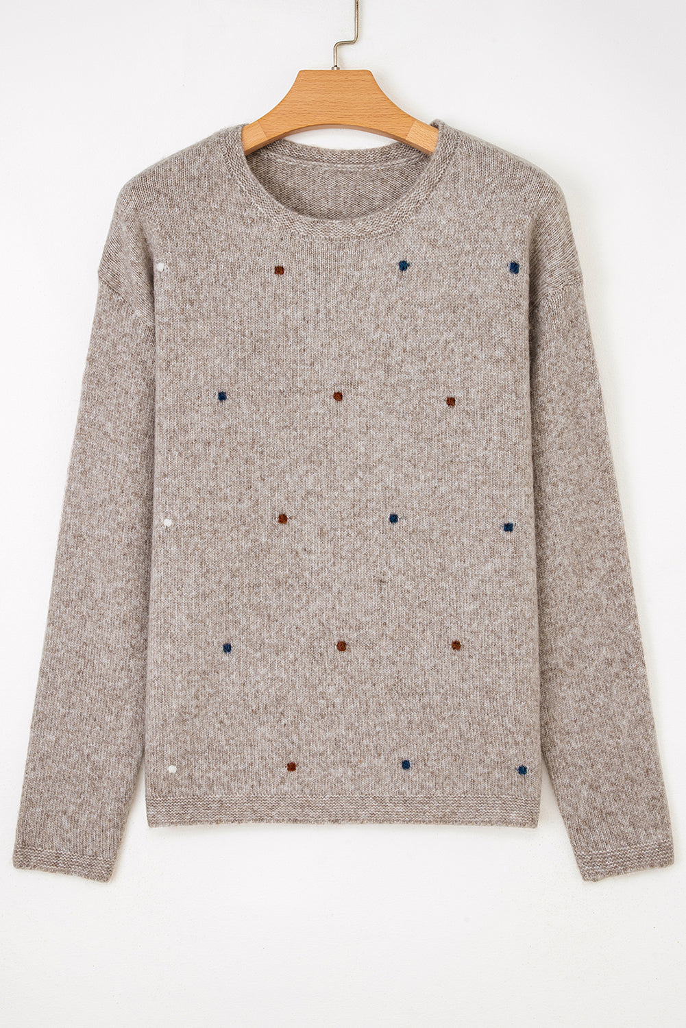 Gray Morn Dot Drop-Shoulder Sweater