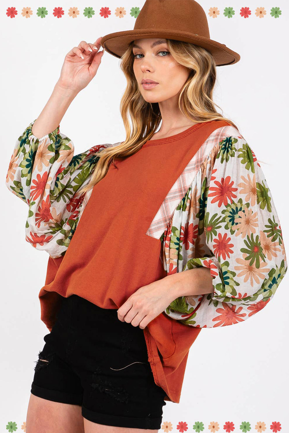 Desert Gold Floral Patchwork Blouse