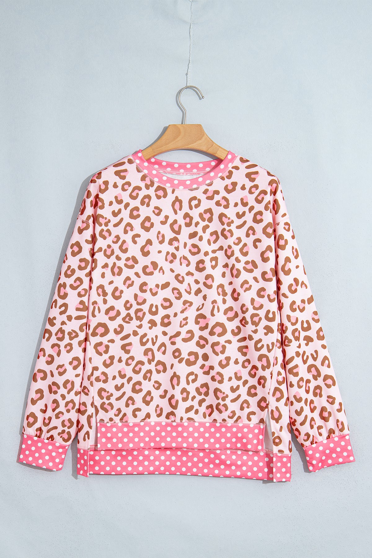 Leopard Polka Dot Colorblock Top