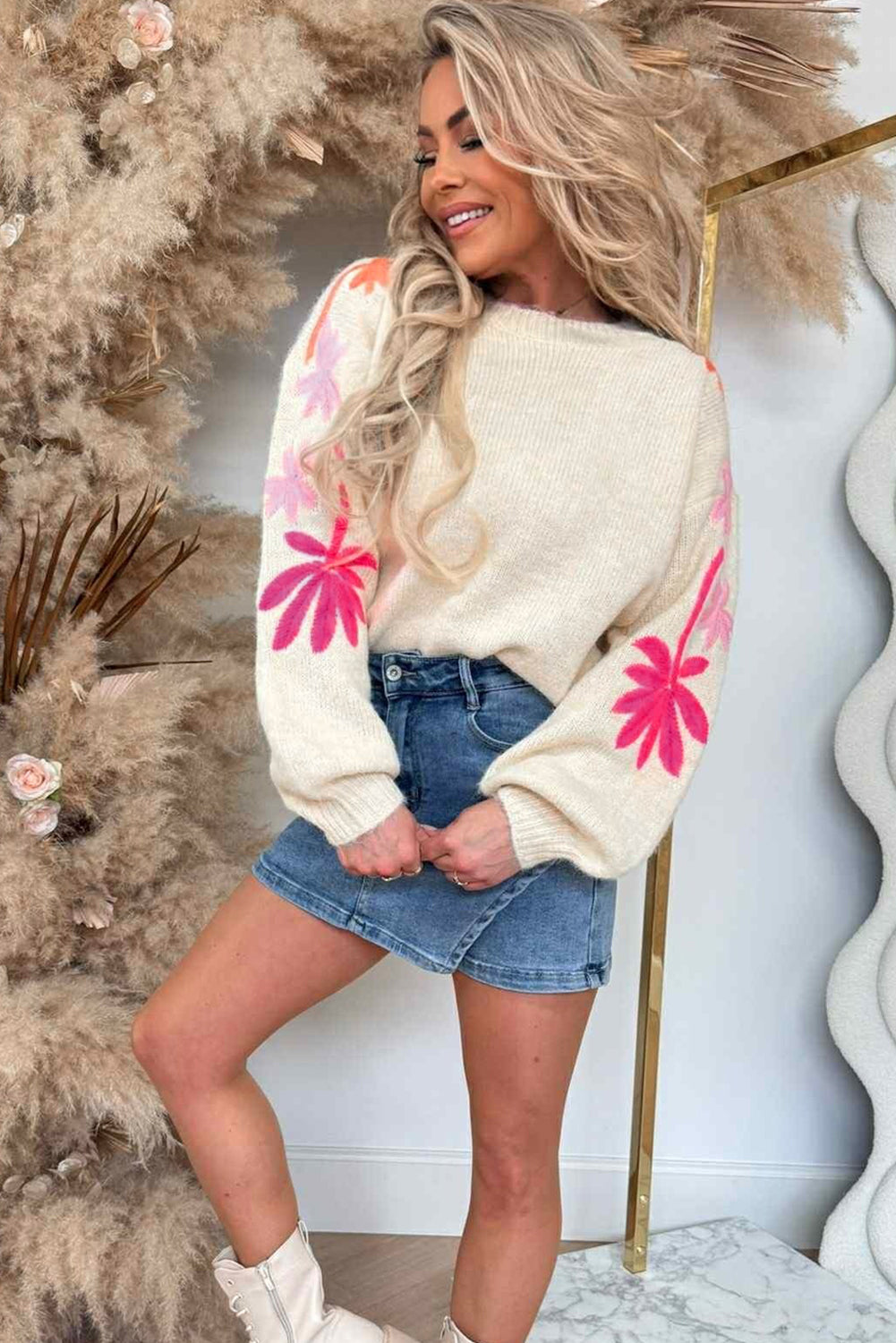 Floral Sleeve Sweater