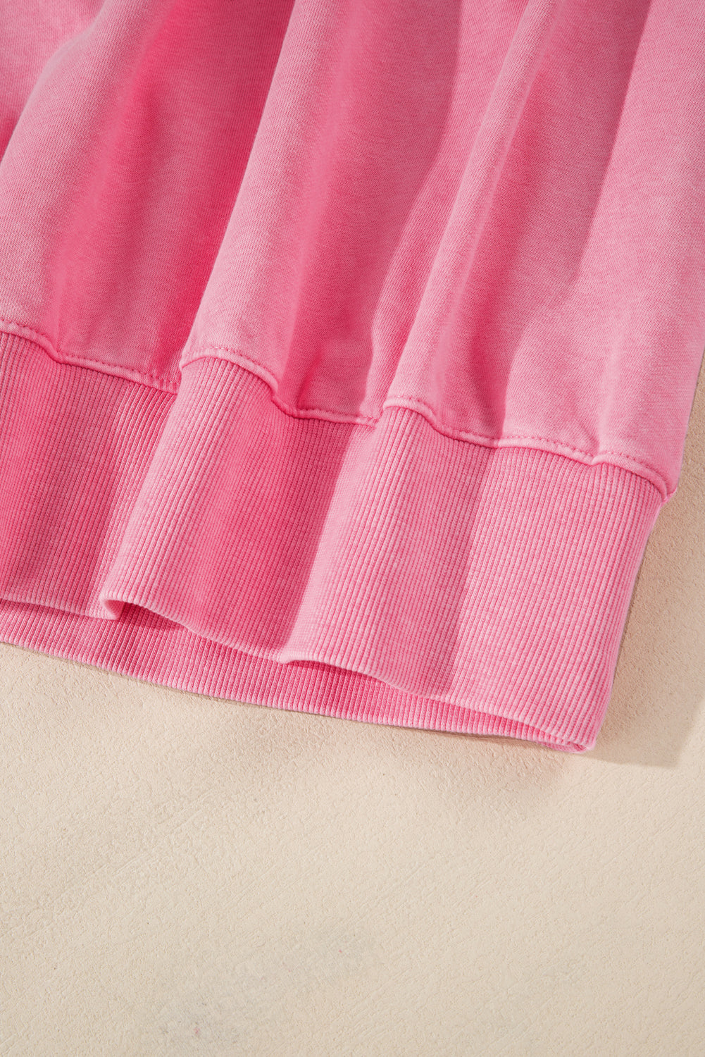 Pink Snap-Button Balloon-Sleeve Sweatshirt