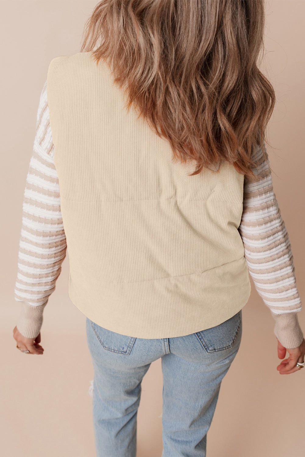 Corduroy Puffer Vest with Zipper