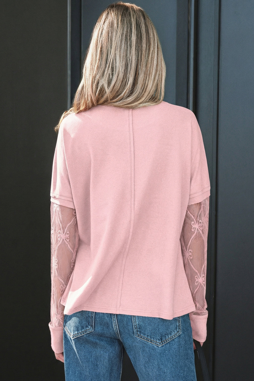 Solid Color Bow Long Sleeve Tee