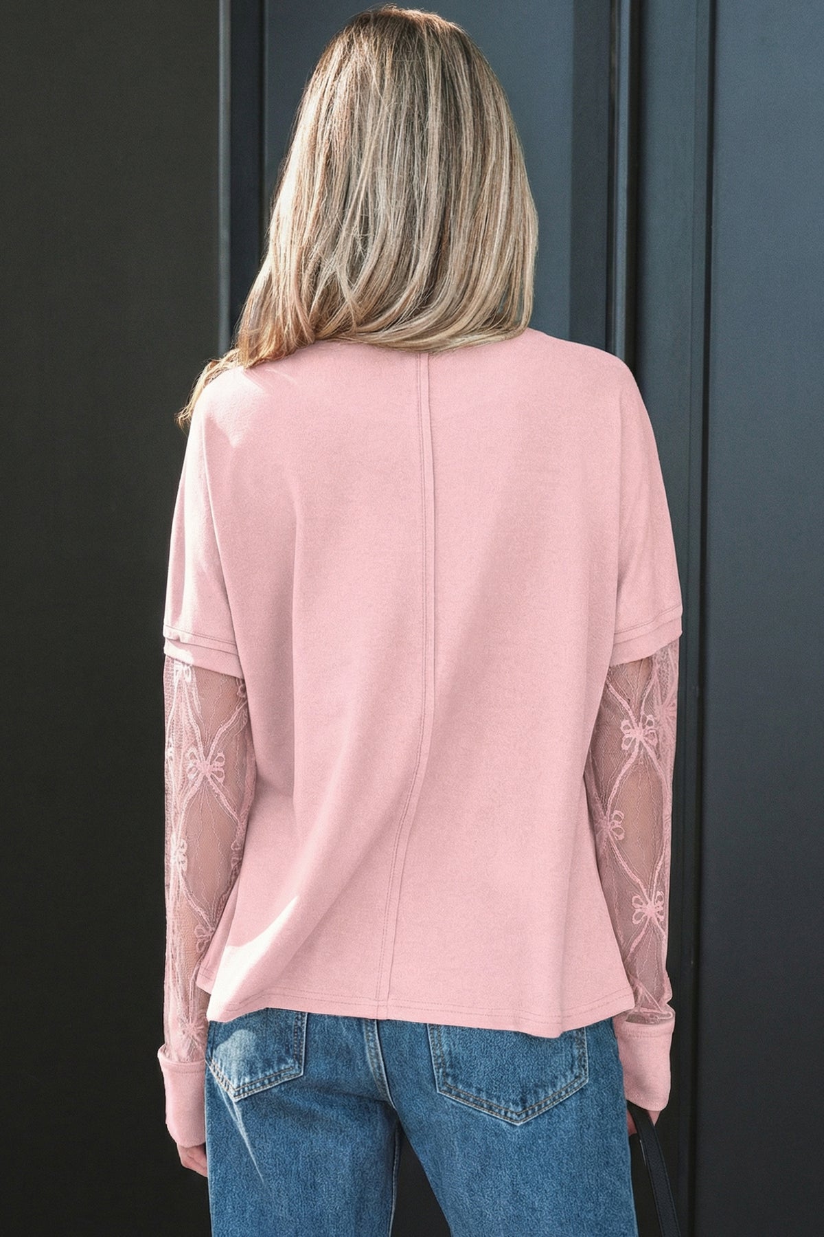 Solid Color Bow Long Sleeve Tee