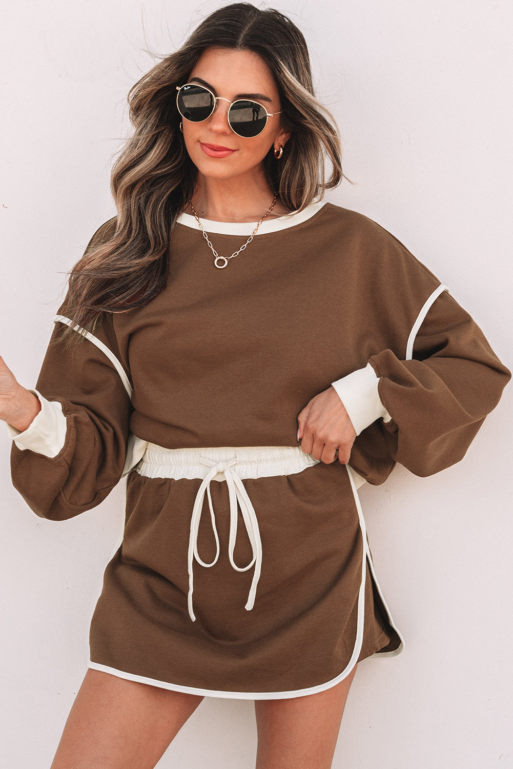 Evergreen Contrast Skort Set