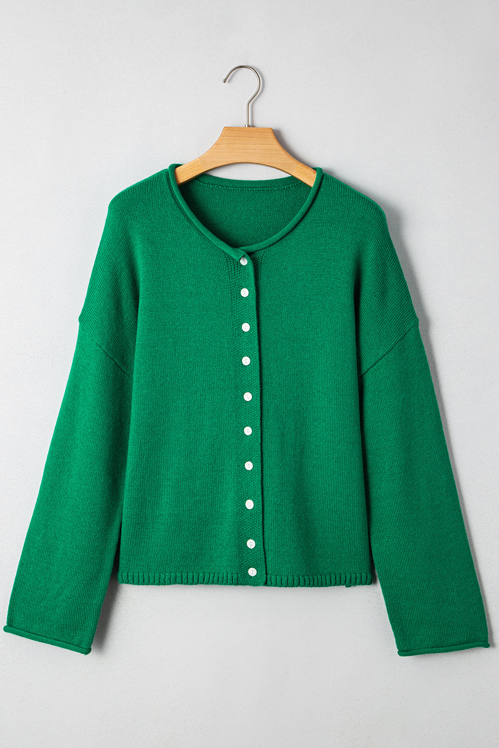 Solid Color Sweater Cardigan with Buttons