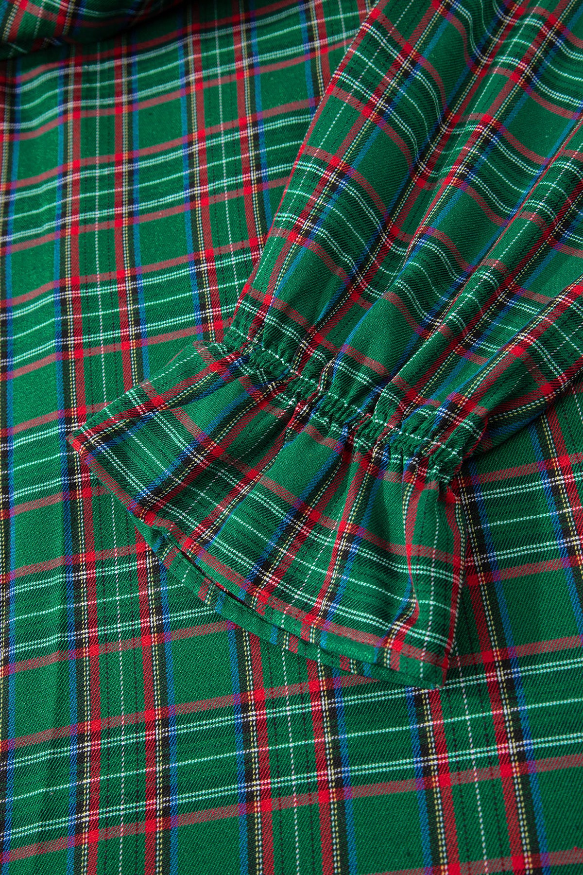 Plaid Puff Sleeve Midi Dress