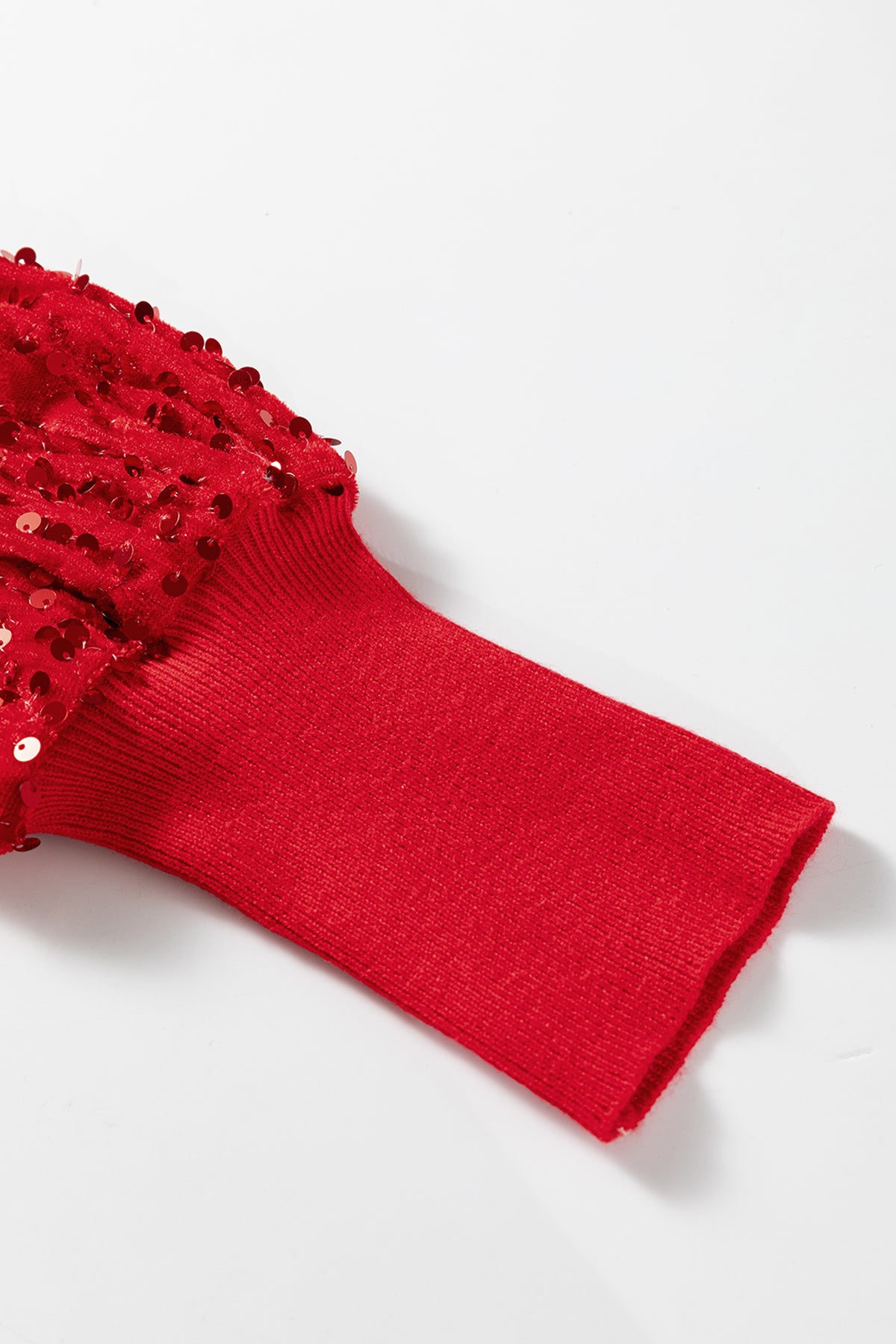 Red Sequin Sleeves Holiday Sweater