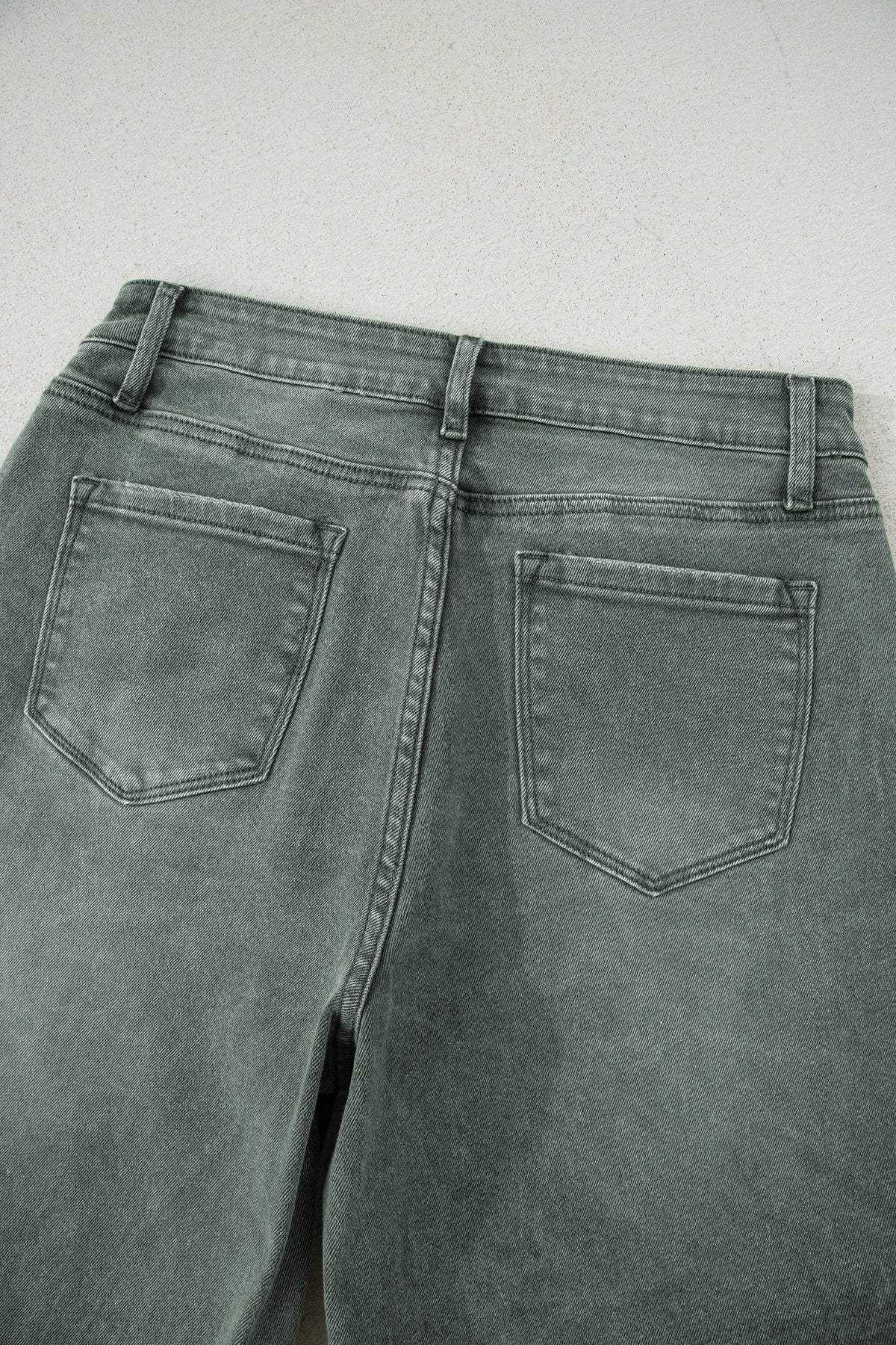 Four Leaf Clover Slight Distressed Raw Edge Wide Leg Jeans