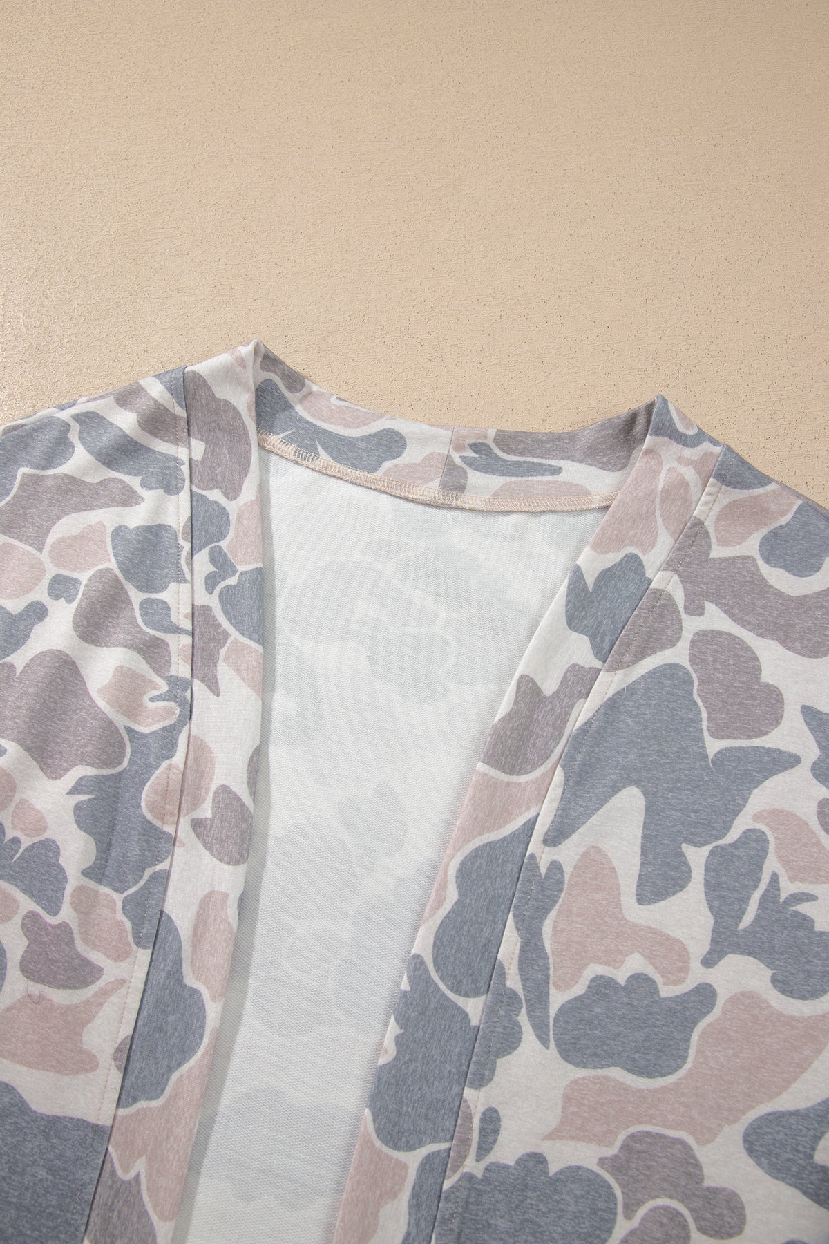 Multicolour Camouflage Open-Front Cardigan
