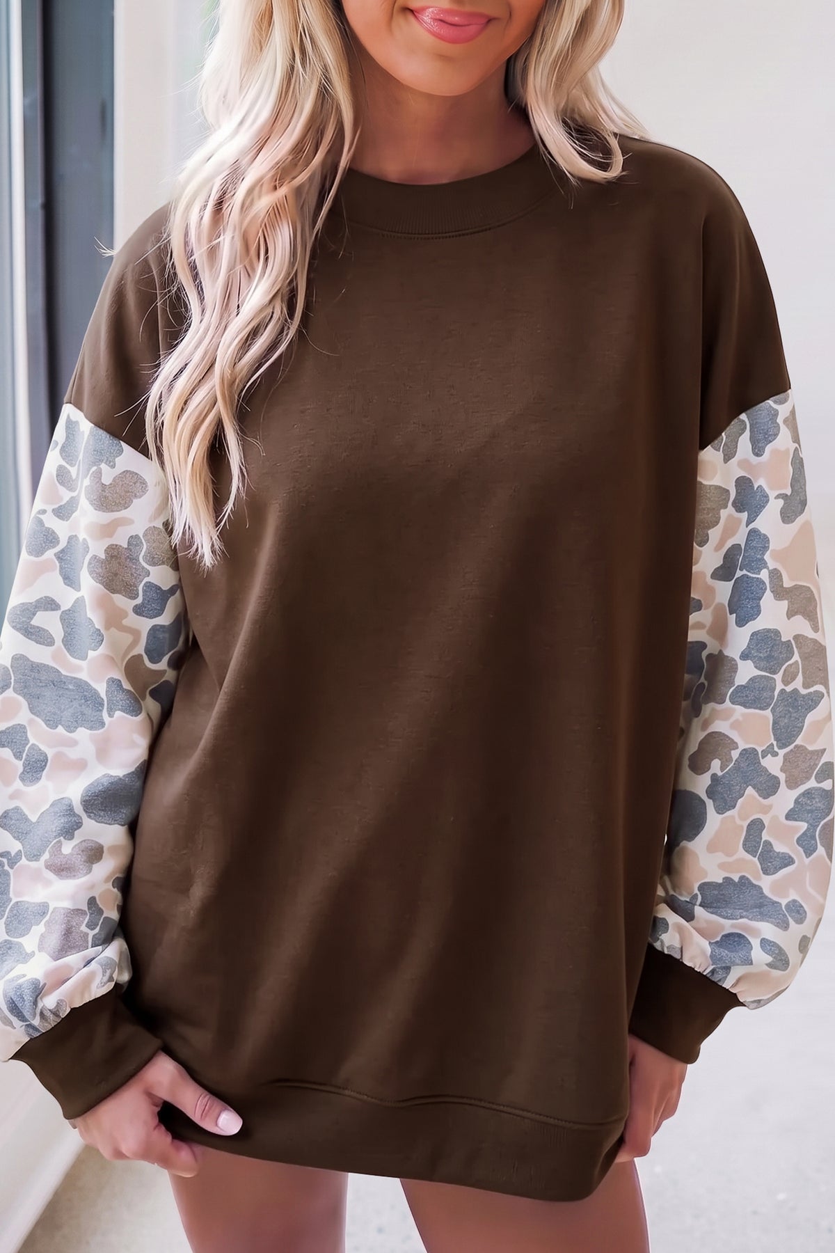 Camo Sleeve Crewneck Sweatshirt
