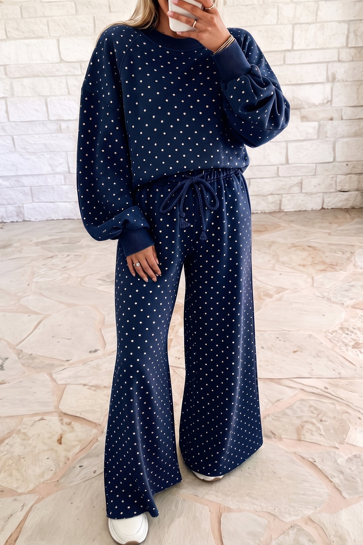 Polka Dot Wide-Leg Pant Set