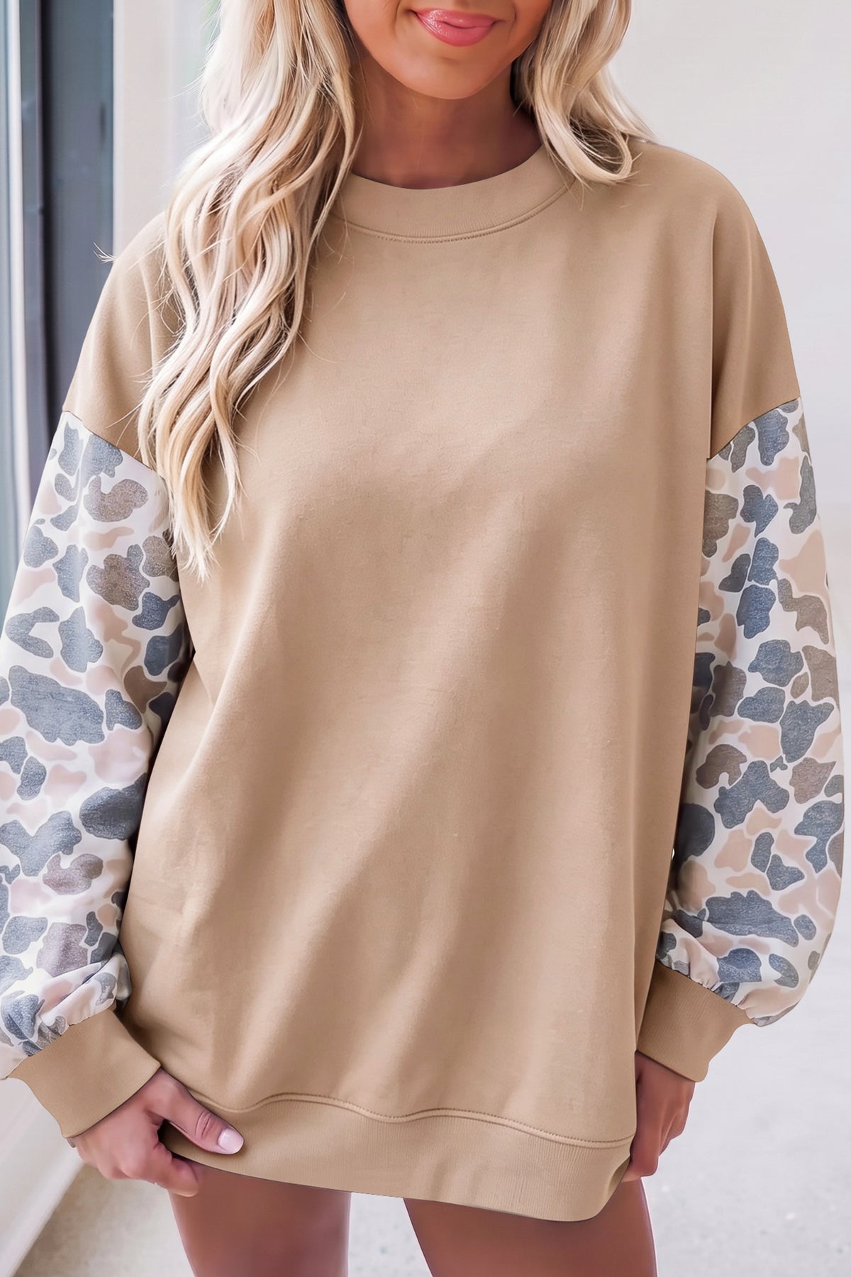 Camo Sleeve Crewneck Sweatshirt