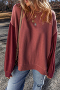Mineral Red Two-Tone Patchwork Sweatshirt