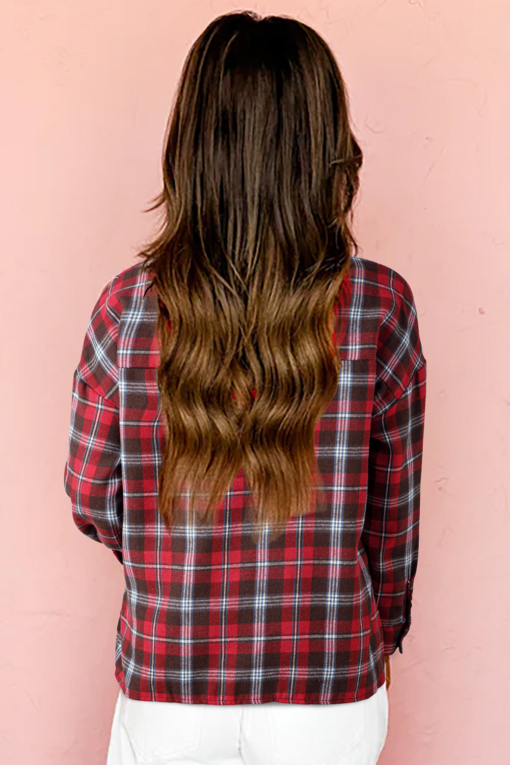 Red Plaid Collared Blouse