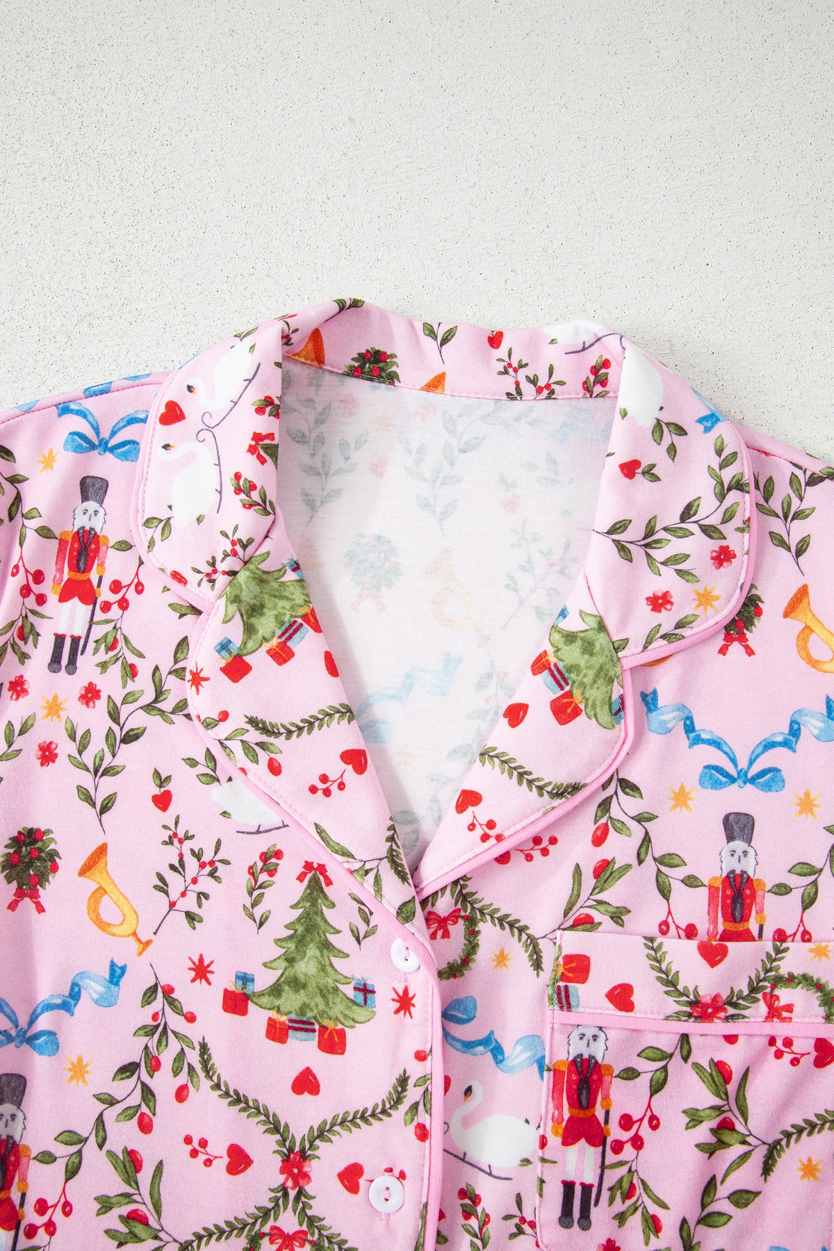 Pink Nutcracker Doll Christmas 2pcs Pajama Set