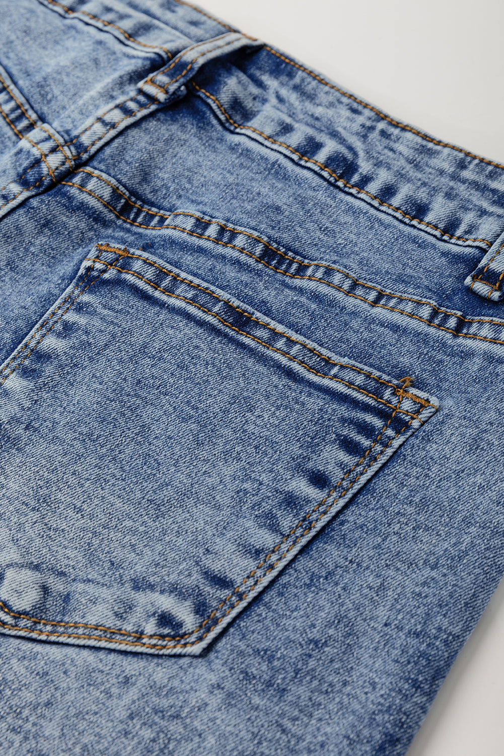 Dear-Lover high waist jeans with cuffed hem and center seam design, straight fit denim bottoms.