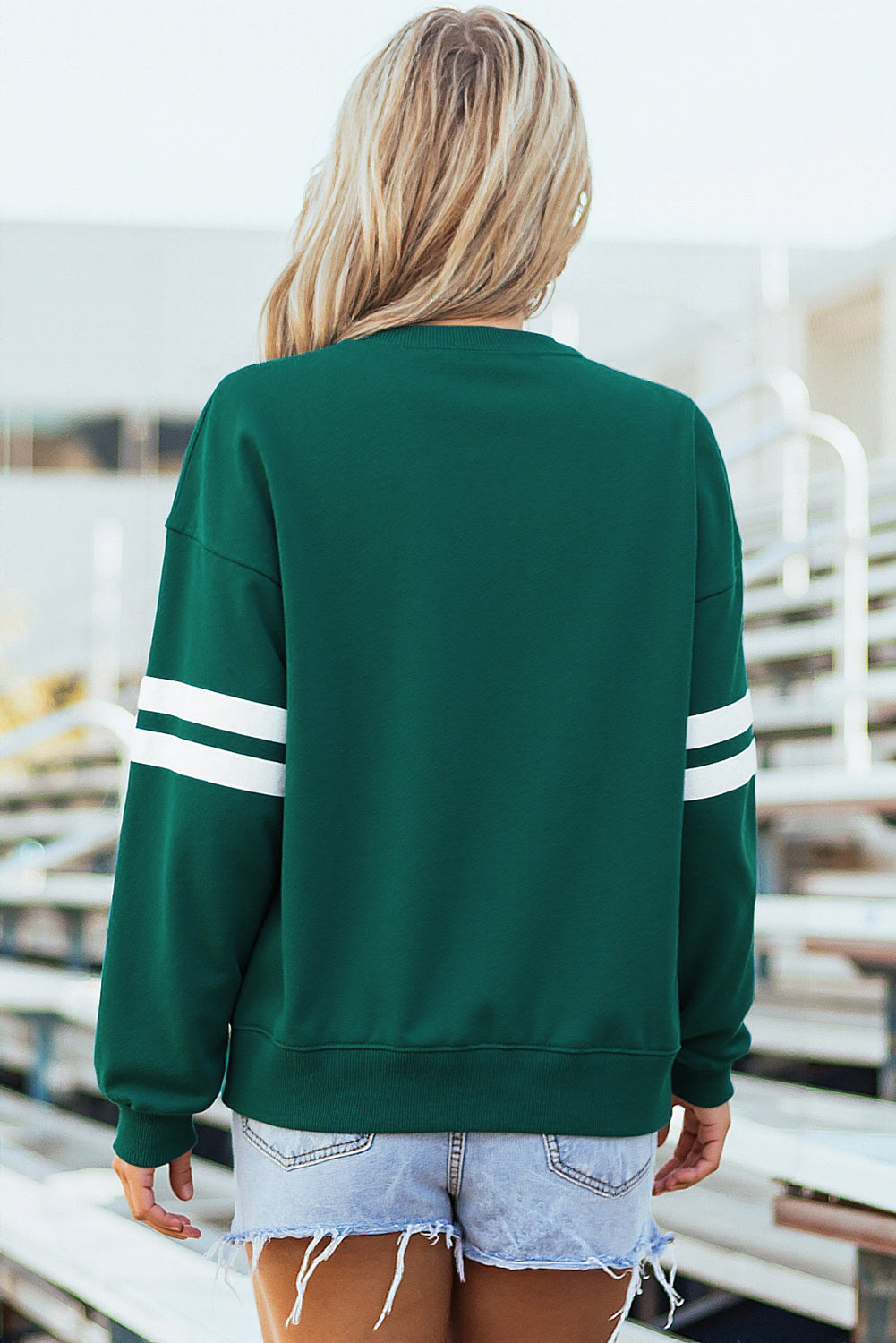 Tillandsia Purple Varsity Striped Sweatshirt