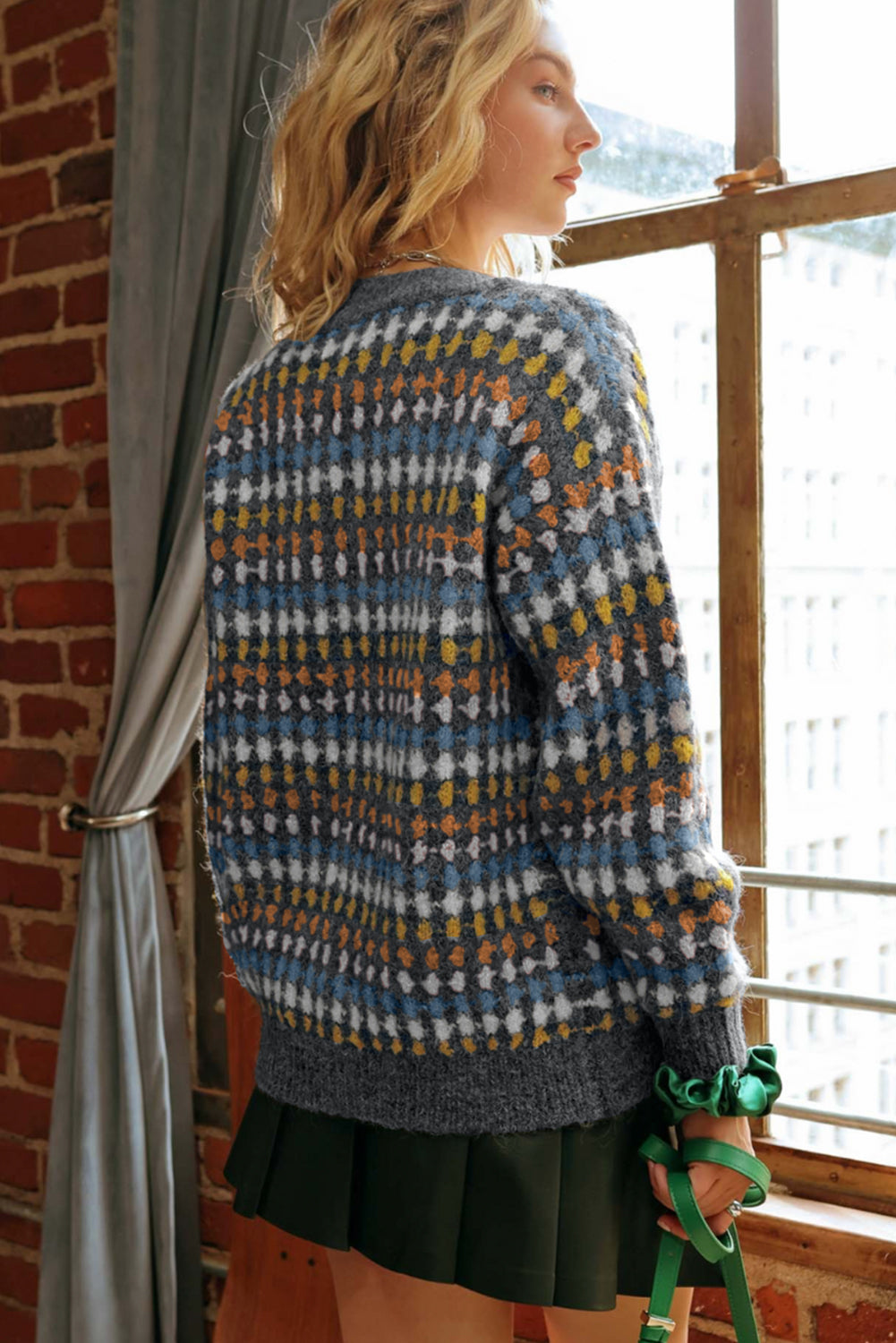 Dotty V-Neck Button Cardigan