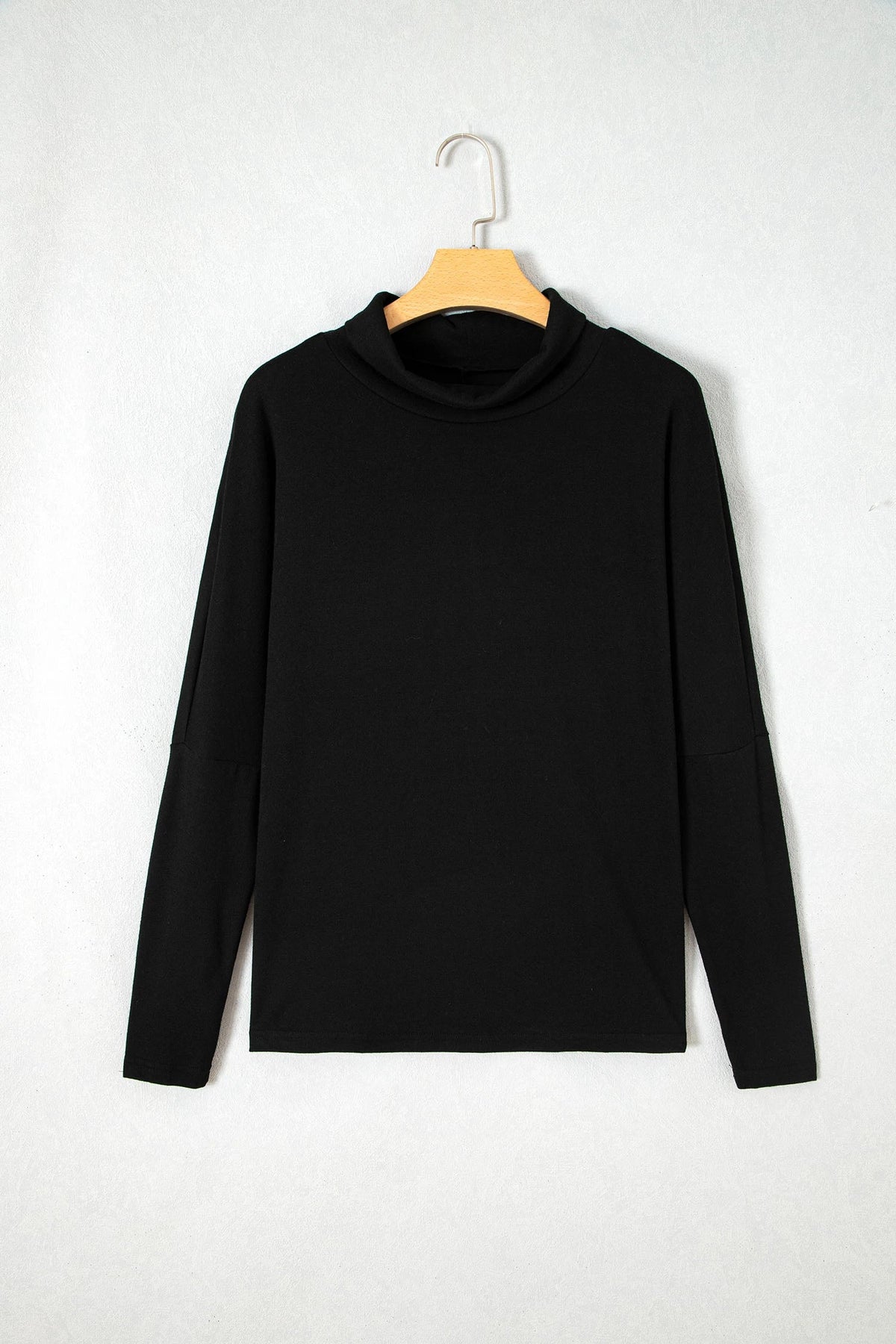 Solid Turtleneck Dolman Long Sleeve Top