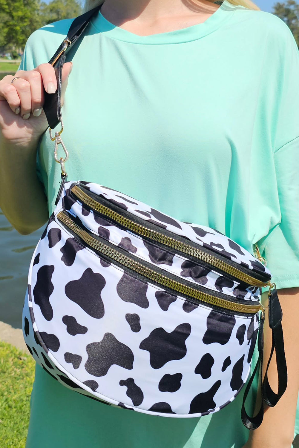 Phalaenopsis Checkered Print Wide Strap Large Crossbody Bag