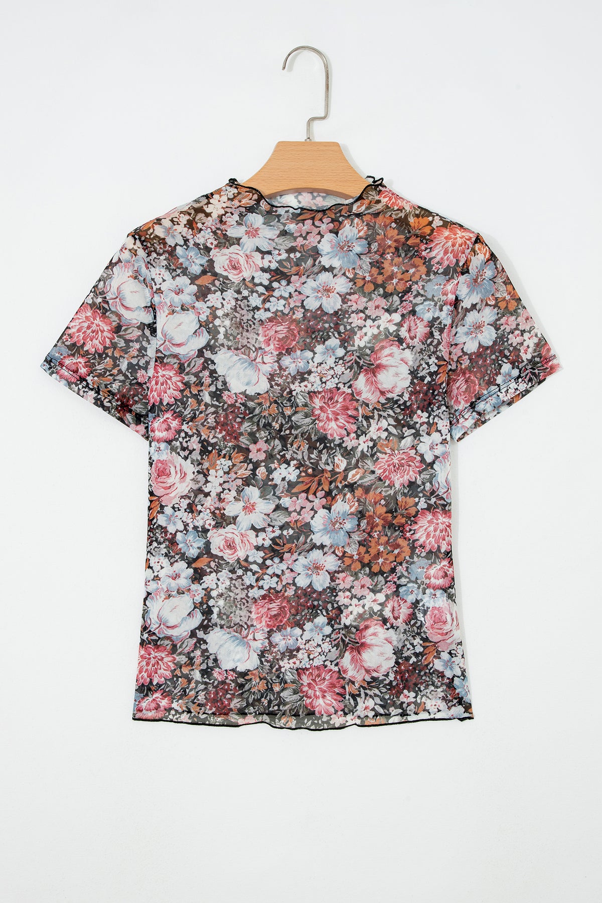 Printed Mesh Short Sleeve Top