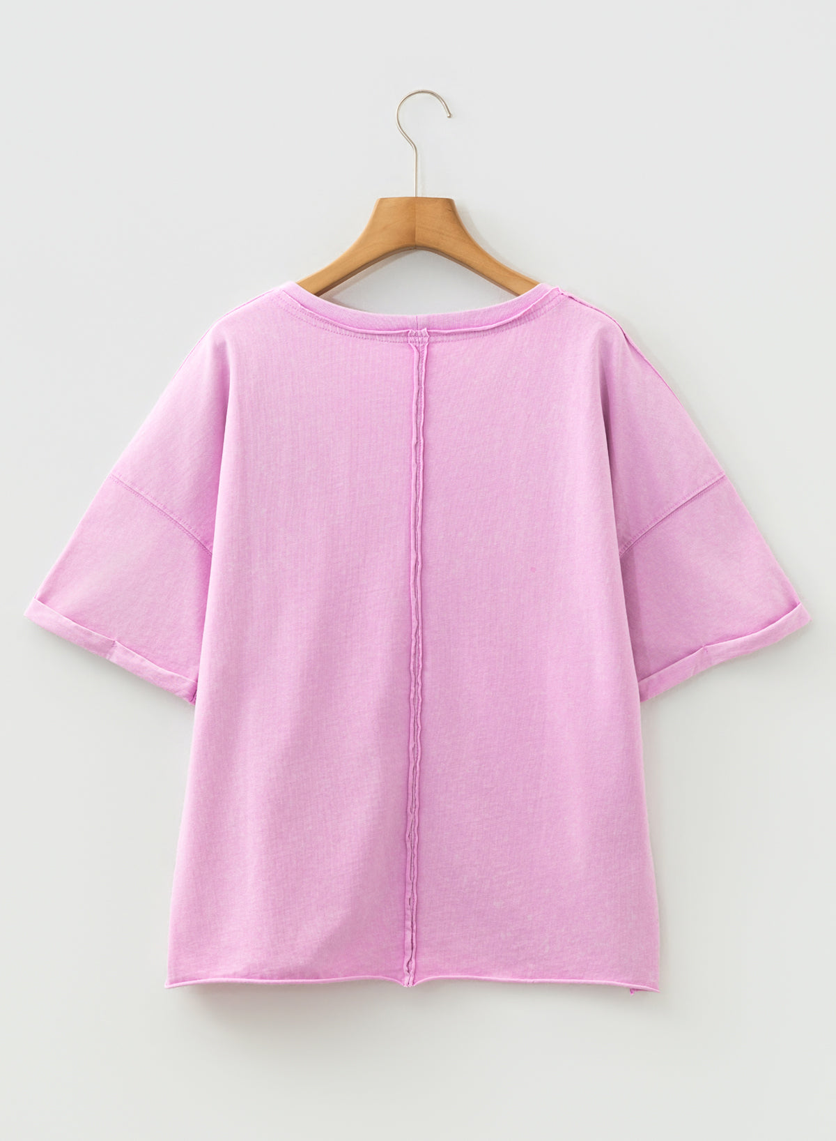 Lavendula 100% Cotton Mineral Wash Drop Shoulder Raw Edge Loose Tee