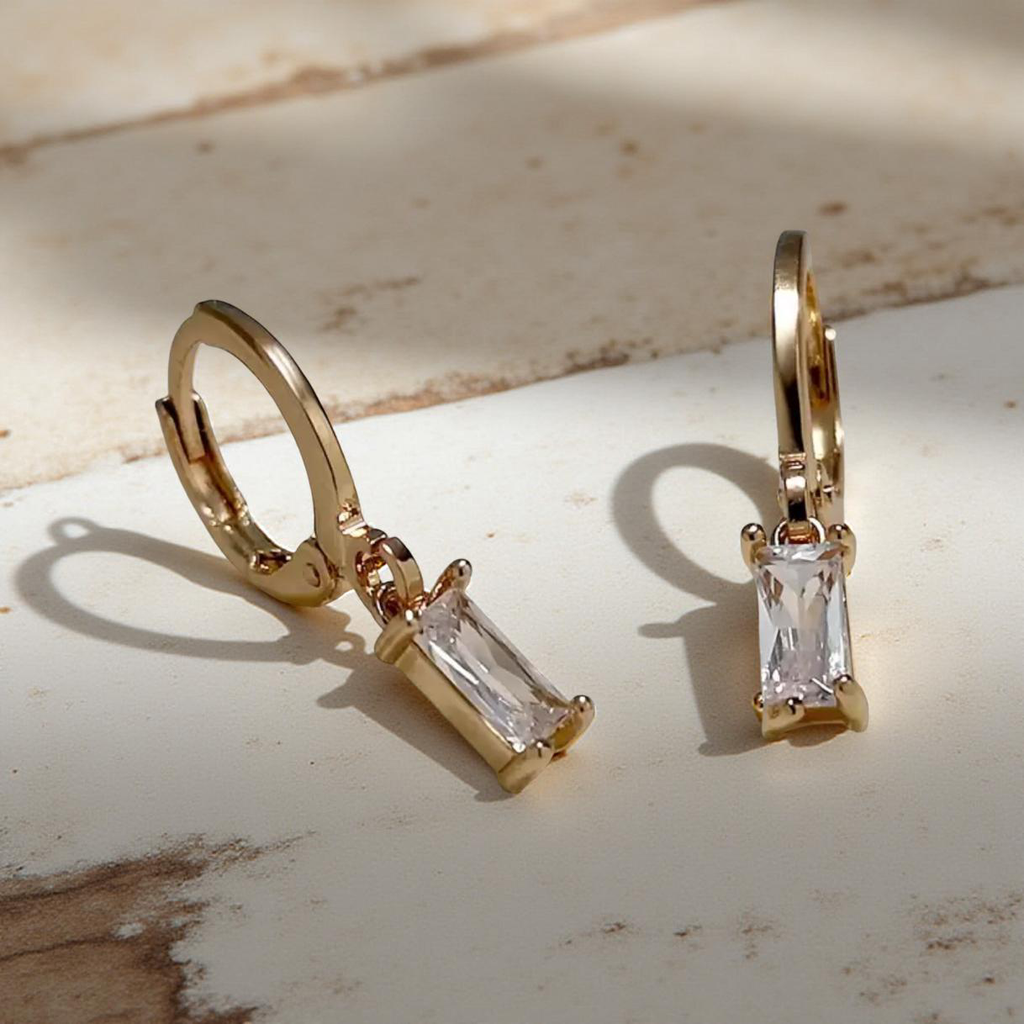 Beautiful Gold and Crystal Huggie Earrings