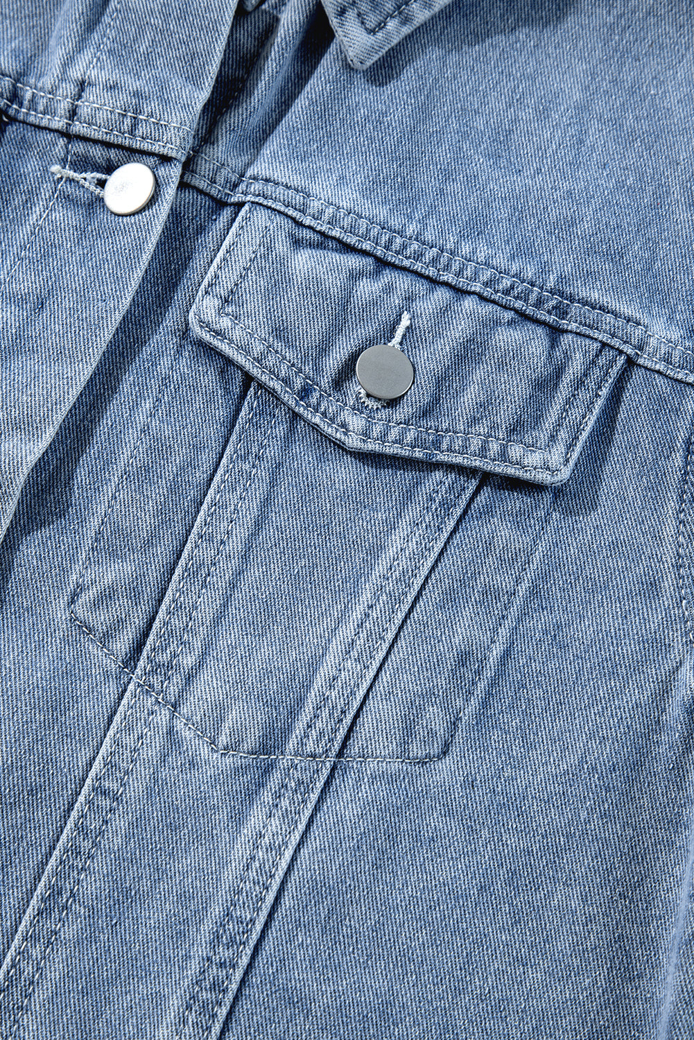 Beau Blue Ruffle Raw-Hem Denim Jacket