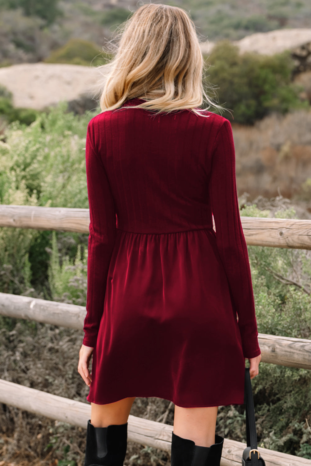 Frilled Neck Long Sleeve Mini Dress