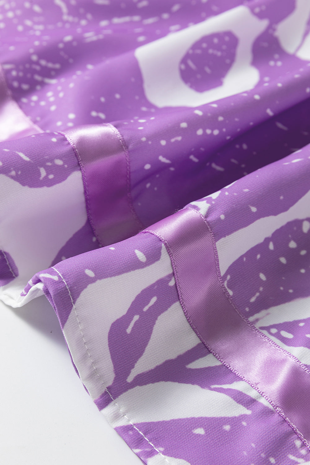 Purple Leafy Split-Neck Blouse