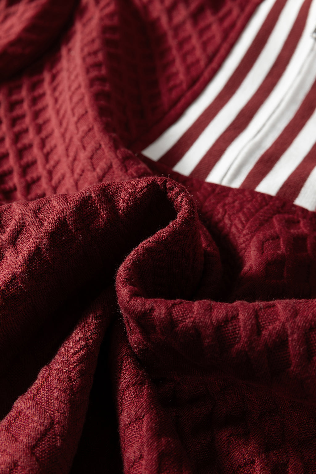 Racing Red Zip-Neck Patchwork Sweatshirt