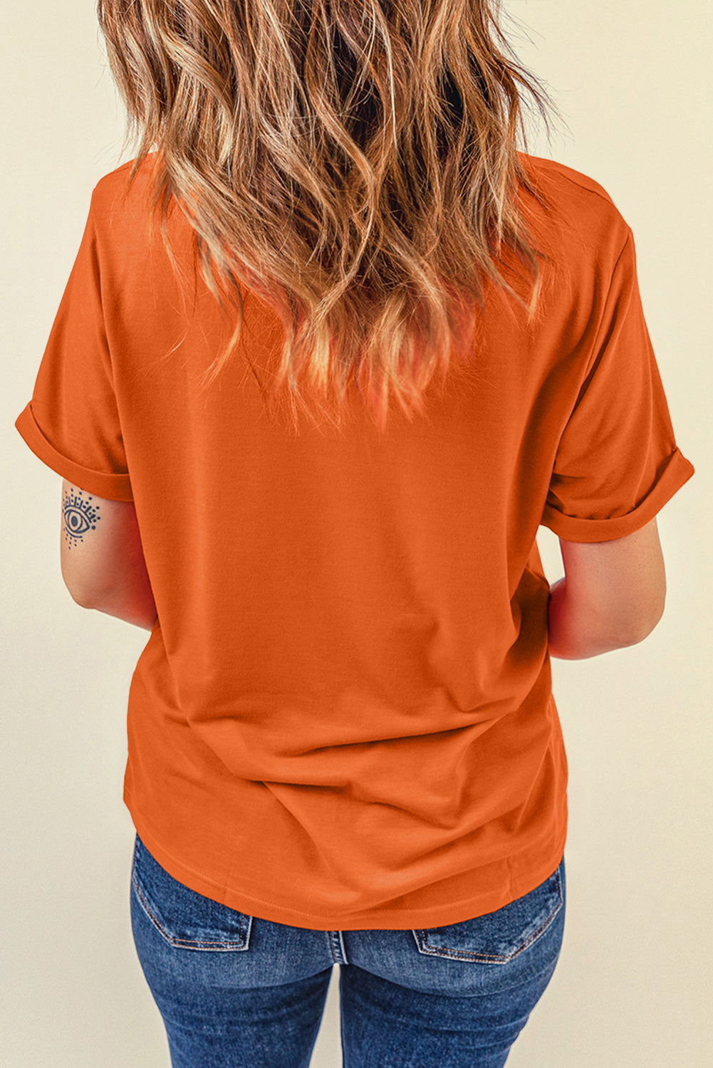 Orchid Petal Casual Plain Crew Neck Tee