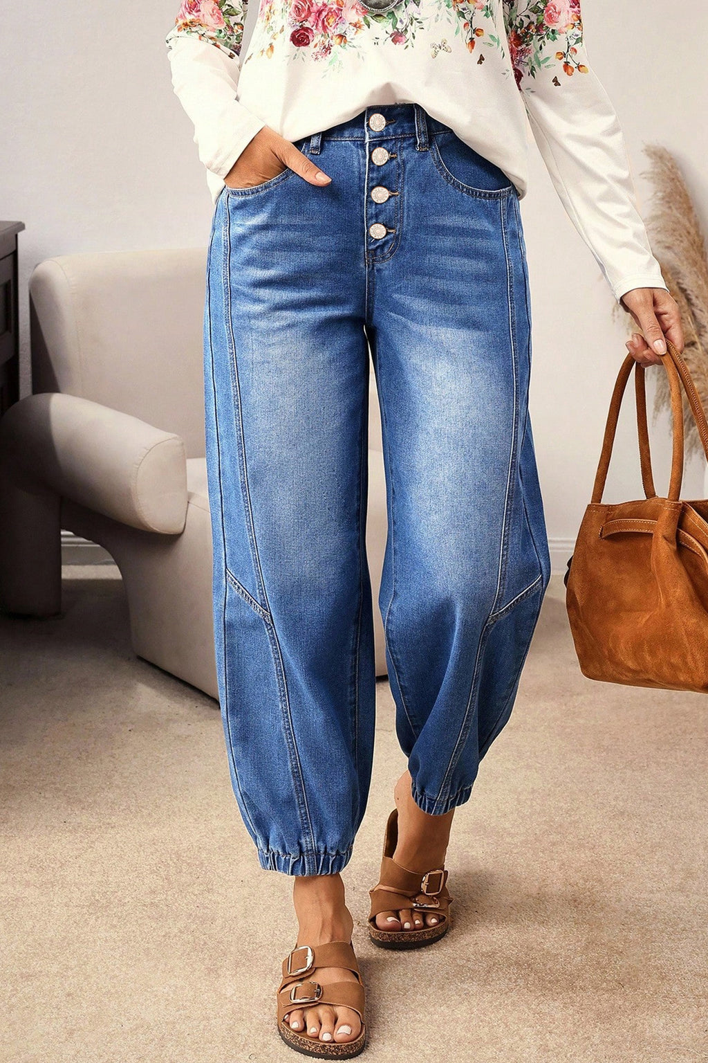 Four-Button Tapered Jeans