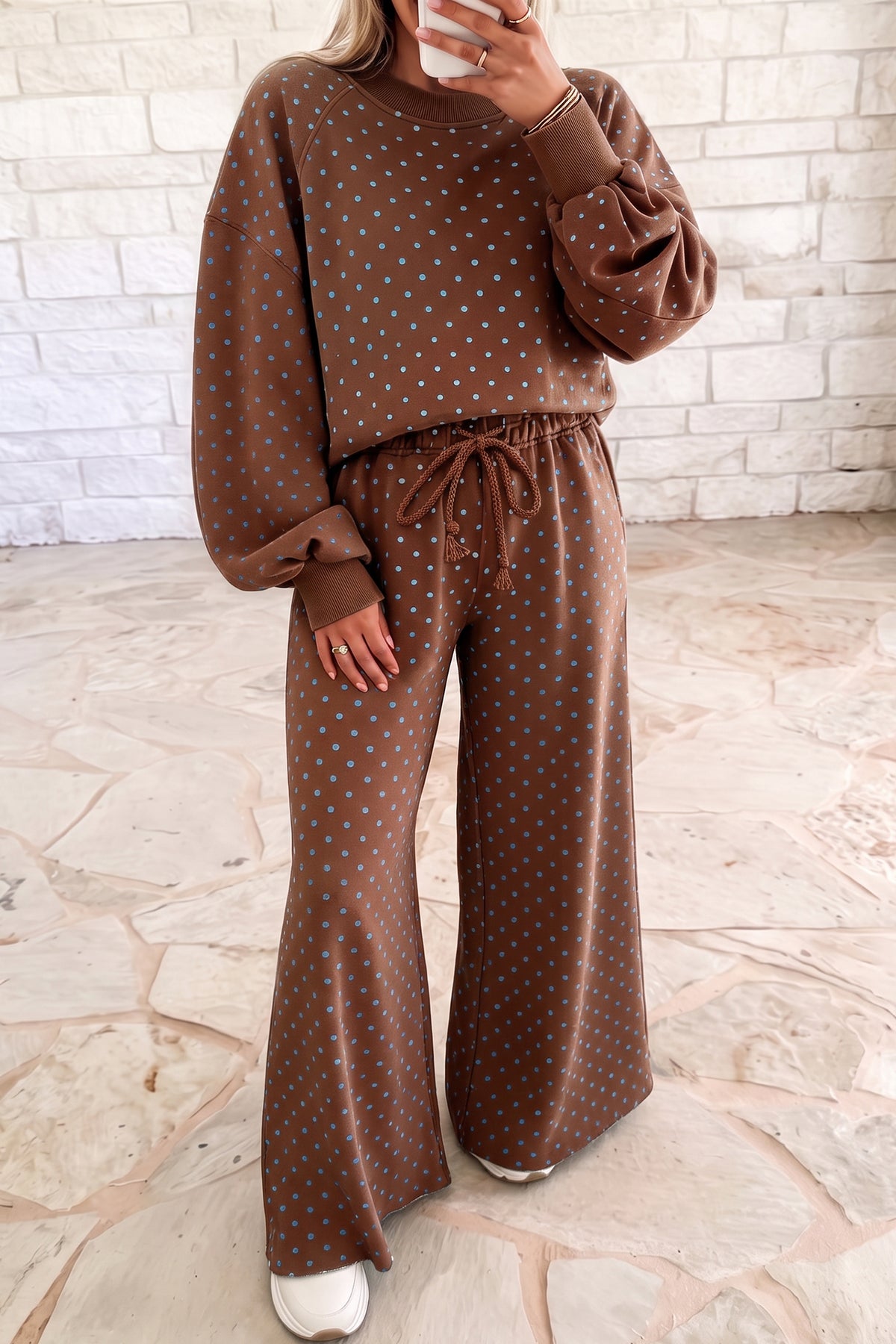 Polka Dot Wide-Leg Pant Set