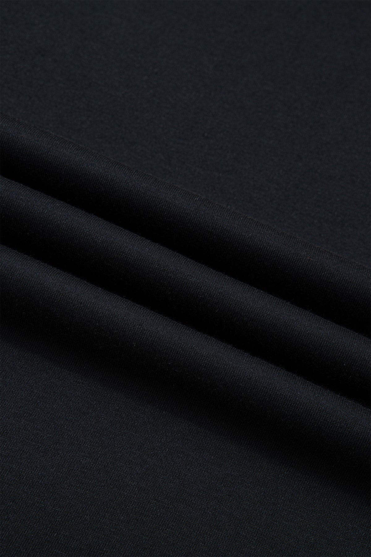 Black Solid Color Dropped Shoulder Long Sleeve Top