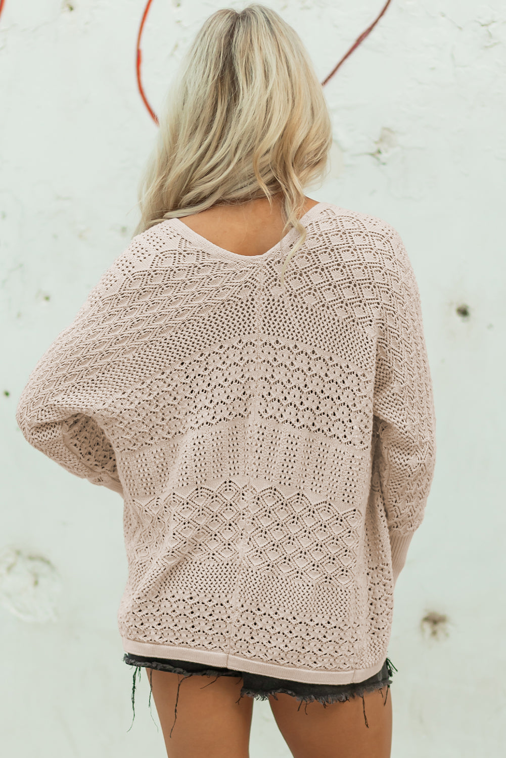 Redwood Burl Open-Front Knit Cardigan