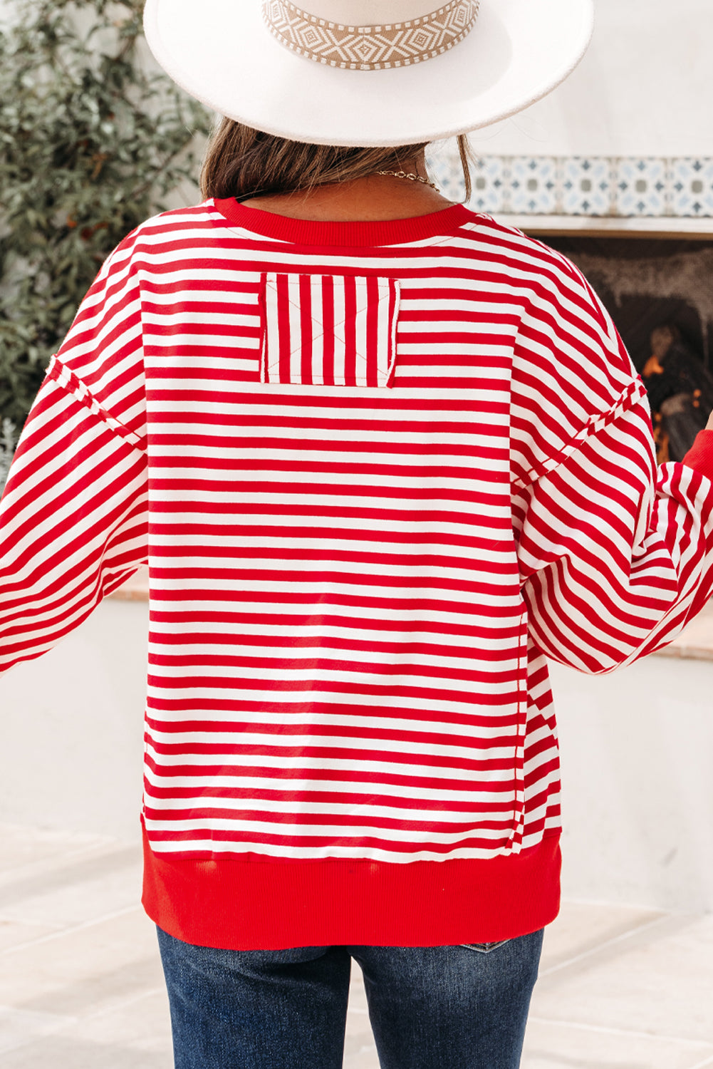 Orange Stripe Drop-Shoulder Top