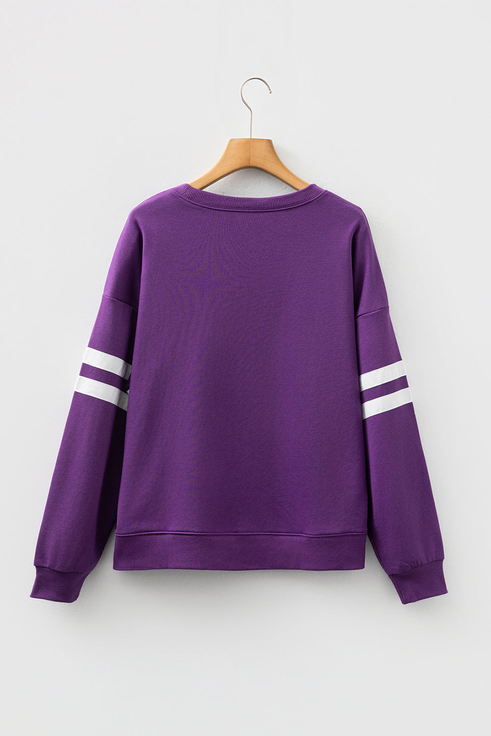 Tillandsia Purple Varsity Striped Sweatshirt